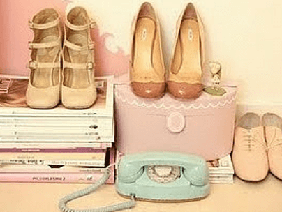 pink shoes vintage phone
